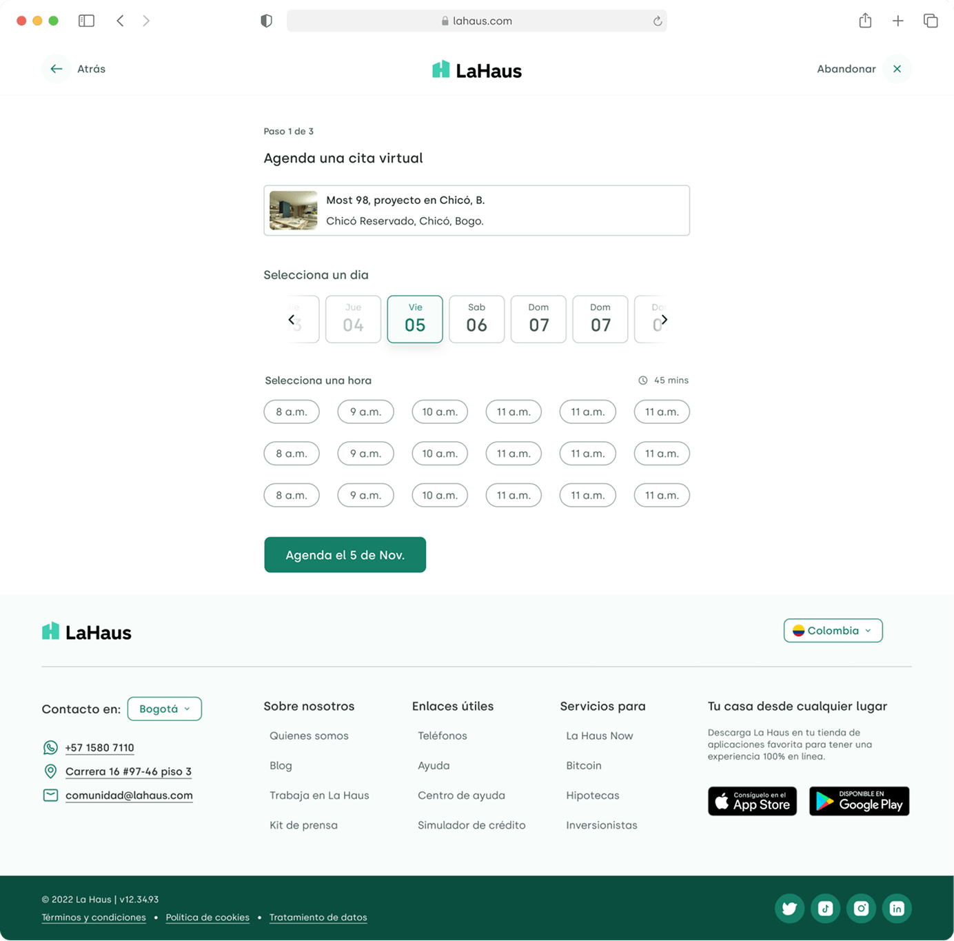 Appointment booking calendar view
